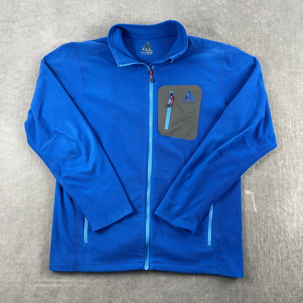 Eddie Bauer Men Medium Blue First Ascent Fleece Jacket Full Zip Bonded Pocket